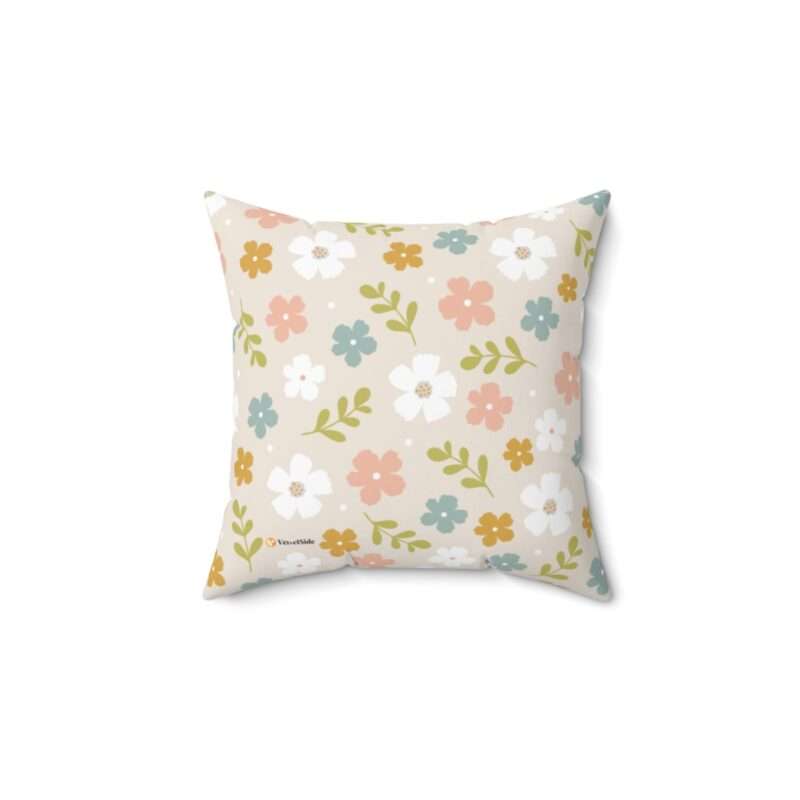 Square pillow with spun polyester fabric and velvet side style.