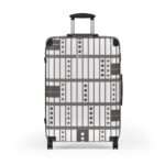 Travel suitcases with adjustable handle, 360-degree swivel wheels, safety lock, and high-resolution canvas prints on PC shell.