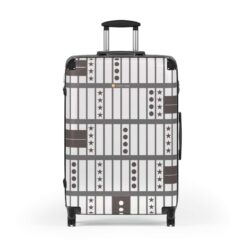 Travel suitcases with adjustable handle, 360-degree swivel wheels, safety lock, and high-resolution canvas prints on PC shell.