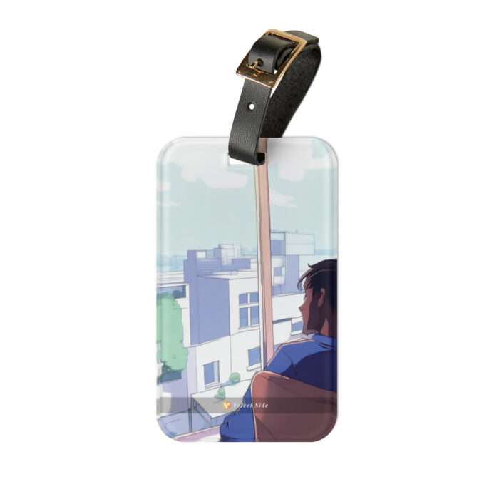 City View Luggage Tag with Velvet Side and Durable Leather Strap