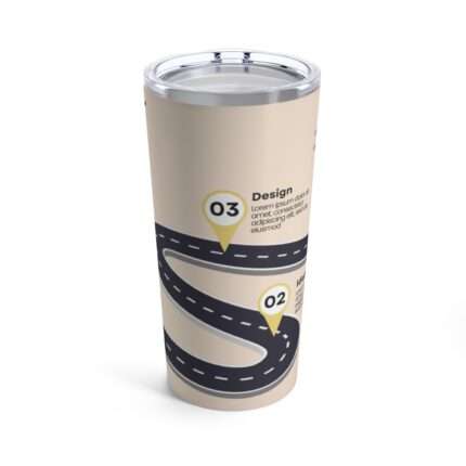 Dishwasher safe 20oz tumbler with road map design, perfect for staying hydrated on-the-go.