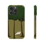 Slim phone case with fox in the forest view, glossy finish for iPhone