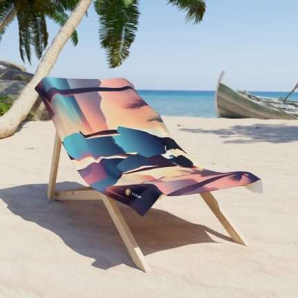 Luxurious beach towel with happy couple design, extra lush and soft to the touch