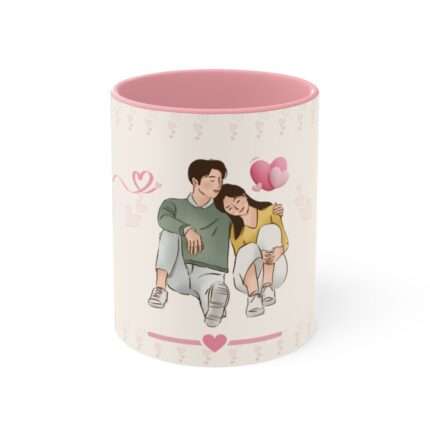 Durable 11oz ceramic accent travel mug for couples