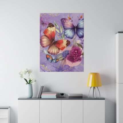 Matte velvet butterfly effect canvas stretched on 0.75" frame